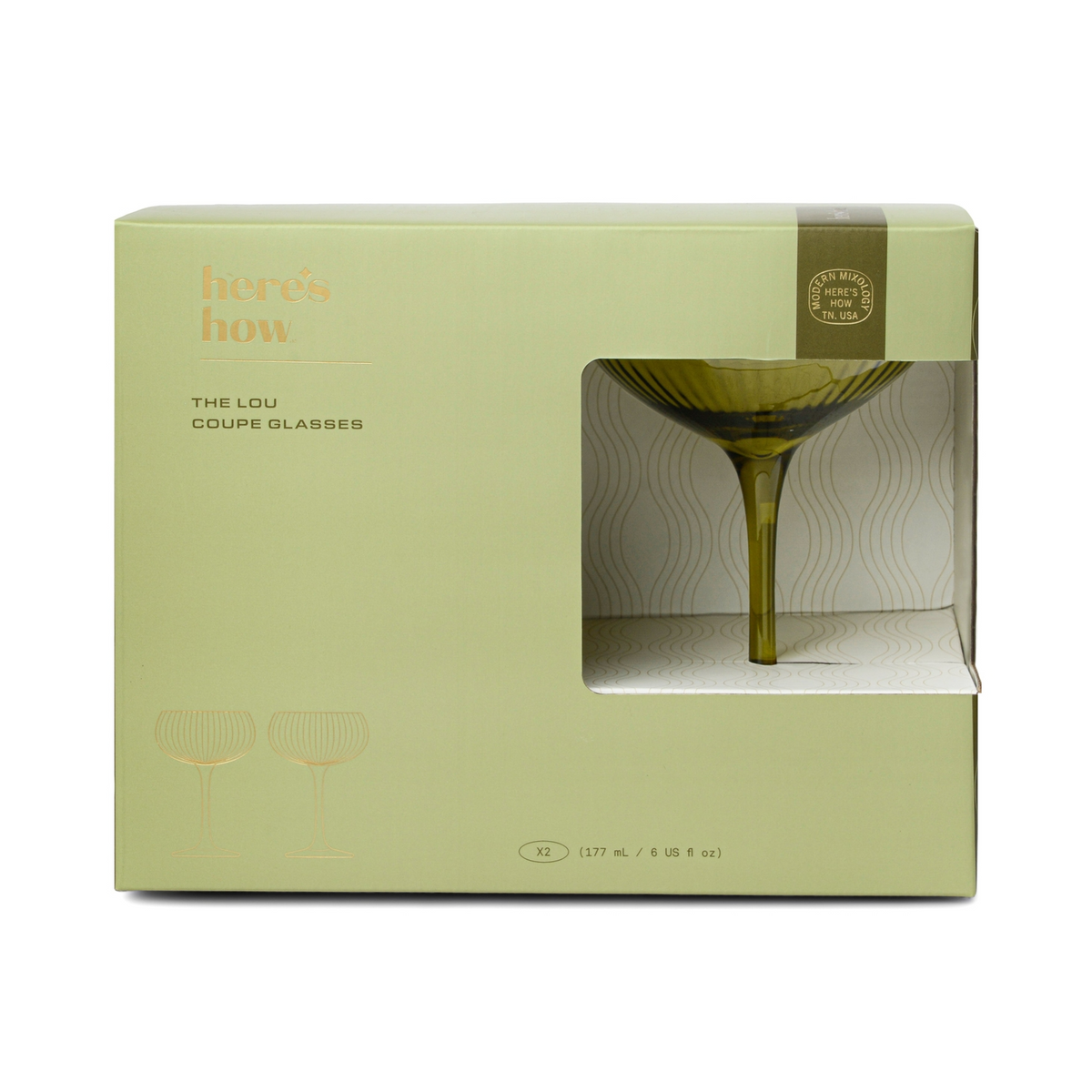 Lou Coupe Olive Glasses - Designworks Ink
